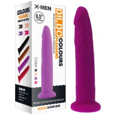 Реалистичный фаллос фиолетового цвета без мошонки X-Men 17 см