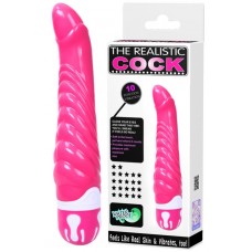 Рельефный вибратор The Realistic Cock розовый 22 см